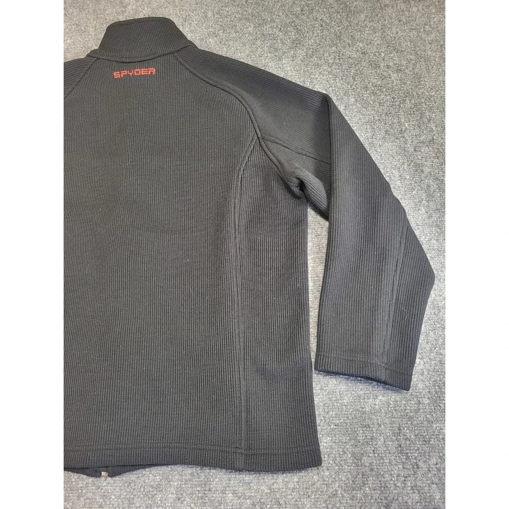 Spyder Men's XL Full Zip Long Sleeve Waffle Knit Athletic Sweater Black W/Red